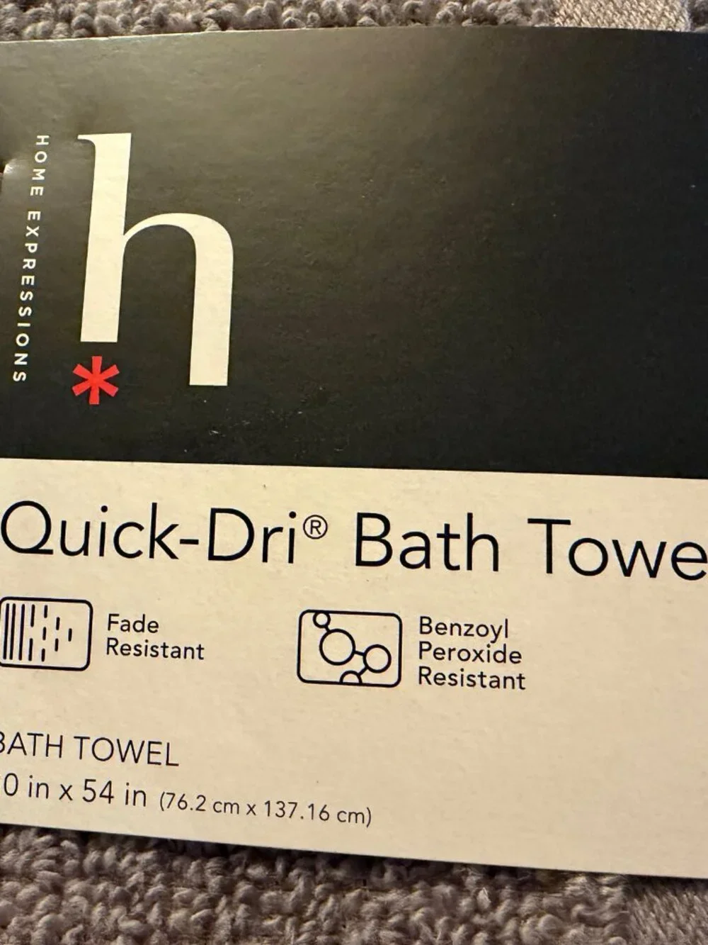 SET/2 HOME EXPRESSIONS QUICK-DRI BATH TOWELS 100% COTTON Warsaw Gray 30 X 54 New